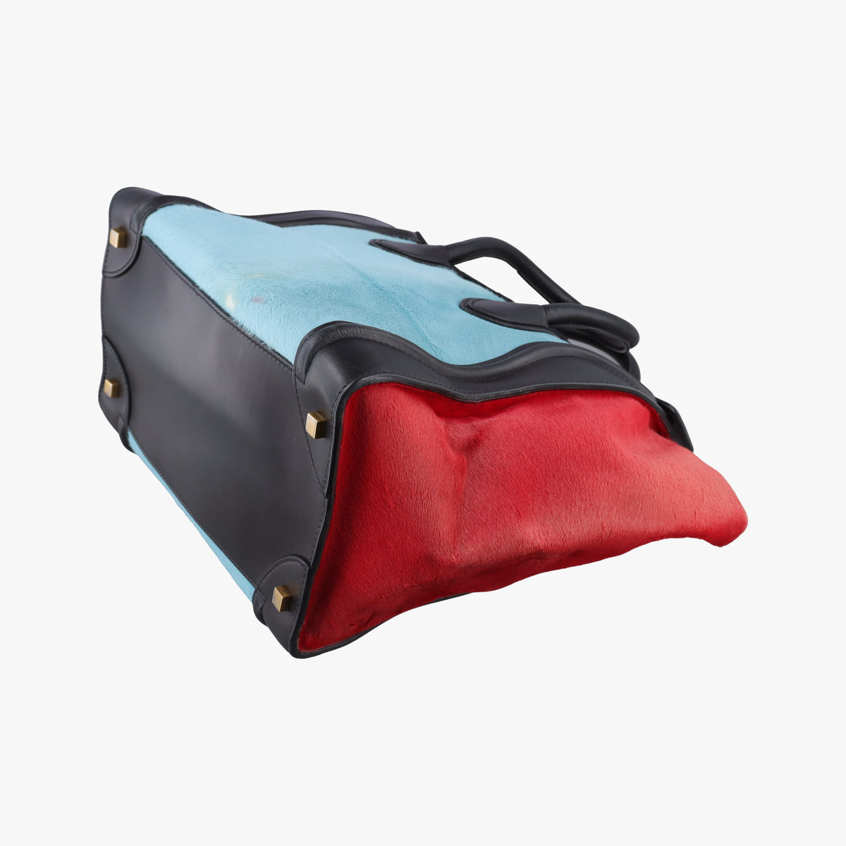 Luggage Mini Shopper Black×Blue×Red Leather×Ponyhair U-GA-0123ラゲージミニショッパー ブラック×ブルー×レッド レザー×ハラコ U-GA-0123