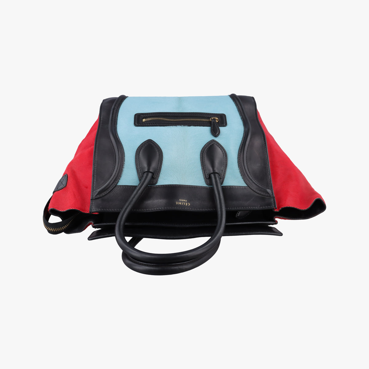 Luggage Mini Shopper Black×Blue×Red Leather×Ponyhair U-GA-0123ラゲージミニショッパー ブラック×ブルー×レッド レザー×ハラコ U-GA-0123