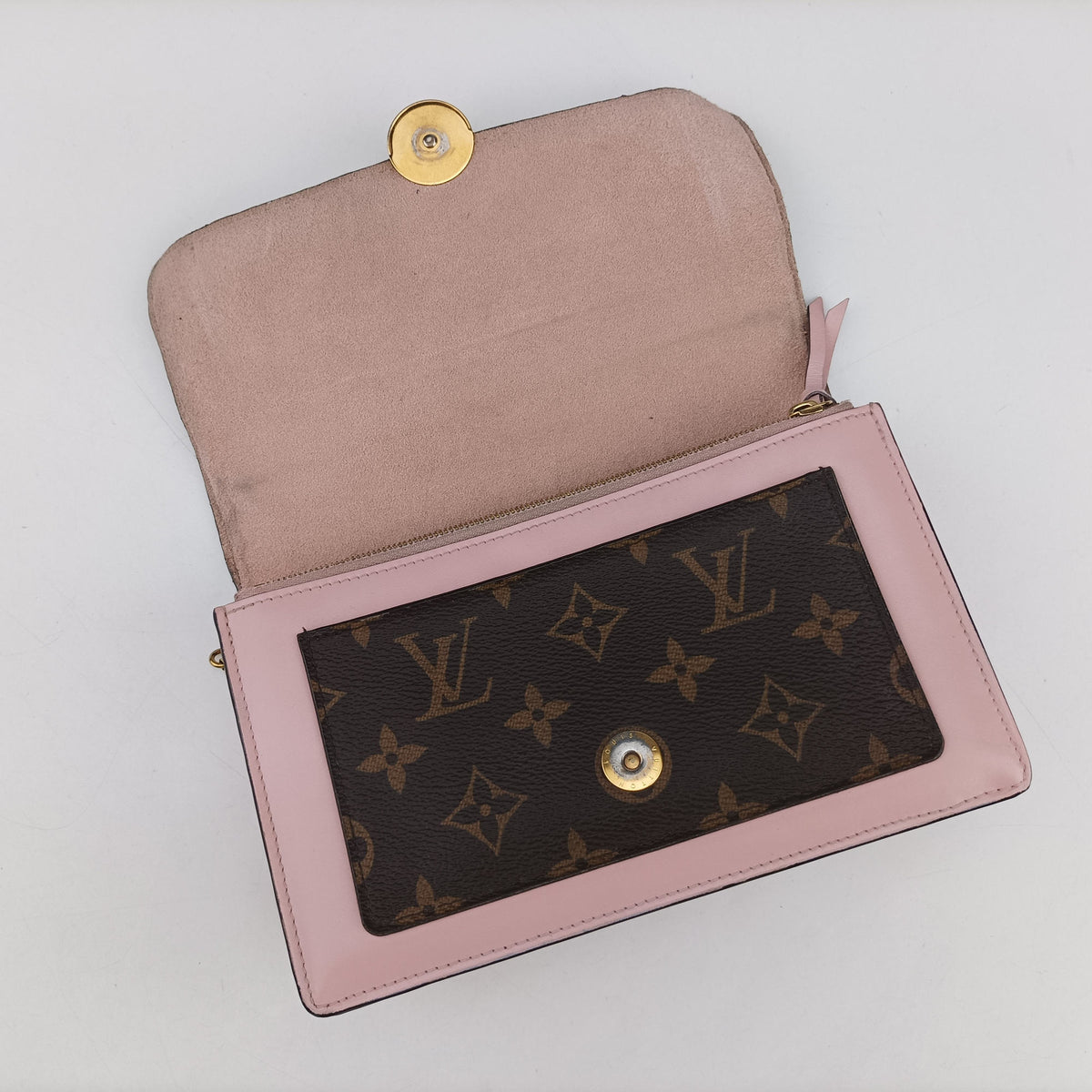 Portefeuille FLORE Chain brown×ROSE BALLERIN Monogram Canvas×calf leather M67405 SN4230ポルトフォイユ フロール チェーン モノグラム/ブラウン×ローズバレリーヌ モノグラムキャンバス×カーフレザー M67405 SN4230