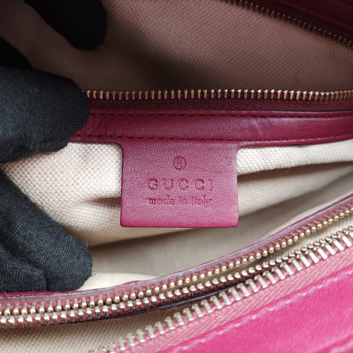 Guccissima Mayfair beige×rose red canvas×leather 257063 I9390936グッチシマ メイフェア ベージュ×ローズレッド キャンバス×レザー 257063 I9390936