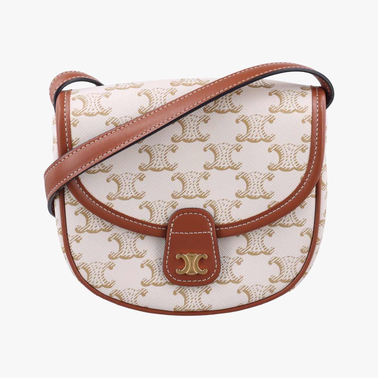 Triomphe Mini Besace White×brown PVC coated canvas  U-CU-5201ミニ ブザス トリオンフ ホワイト×ブラウン PVCコーティングキャンバス  U-CU-5201