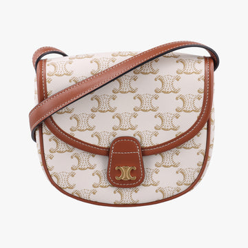 Triomphe Mini Besace White×brown PVC coated canvas  U-CU-5201ミニ ブザス トリオンフ ホワイト×ブラウン PVCコーティングキャンバス  U-CU-5201