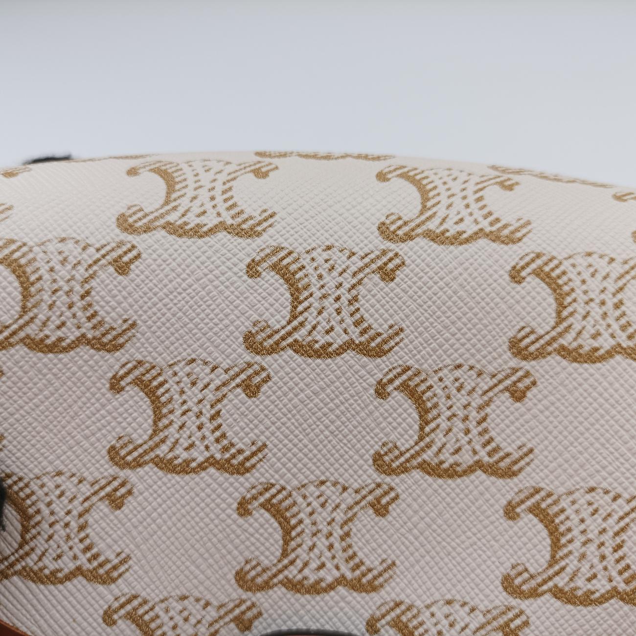 Triomphe Mini Besace White×brown PVC coated canvas  U-CU-5201ミニ ブザス トリオンフ ホワイト×ブラウン PVCコーティングキャンバス  U-CU-5201