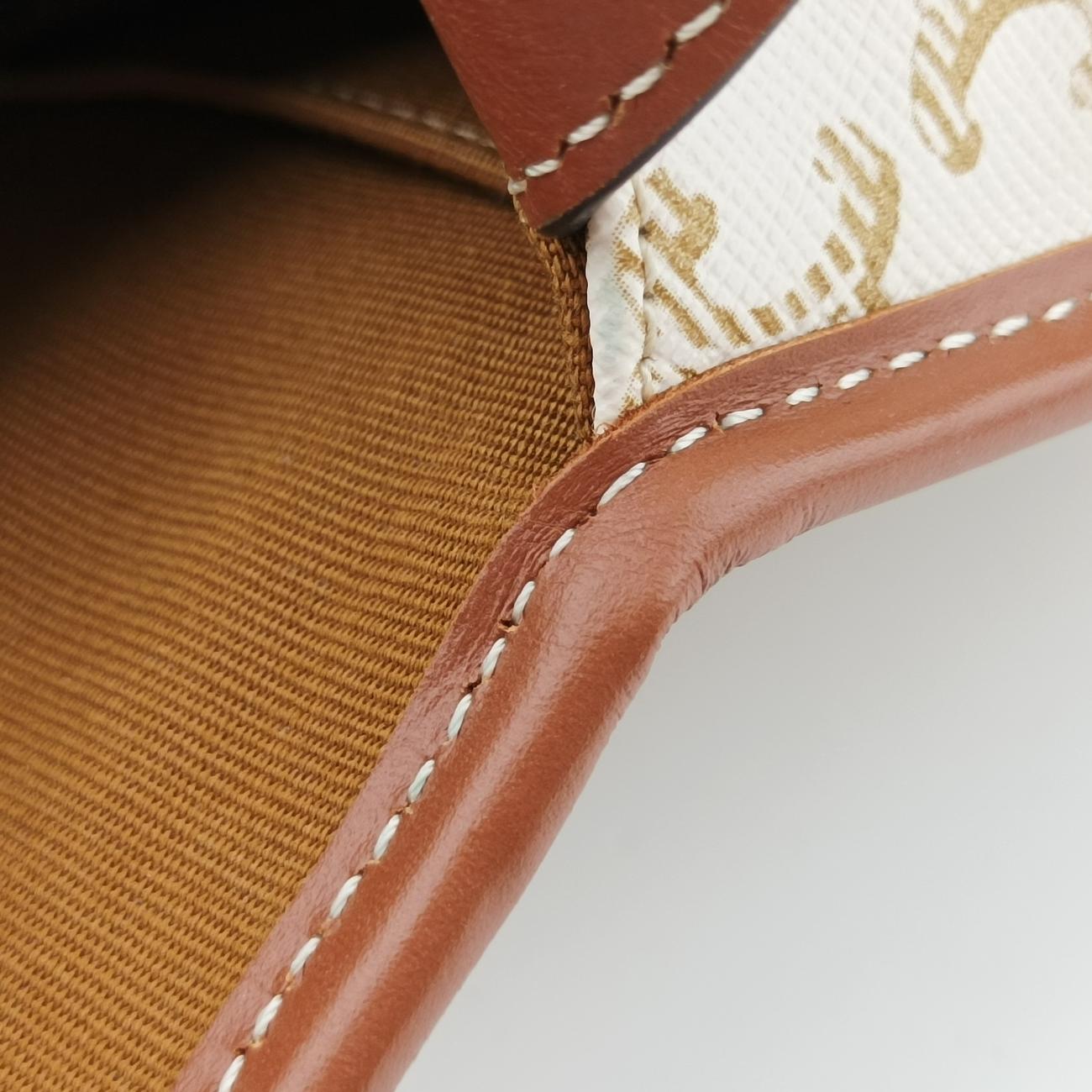 Triomphe Mini Besace White×brown PVC coated canvas  U-CU-5201ミニ ブザス トリオンフ ホワイト×ブラウン PVCコーティングキャンバス  U-CU-5201