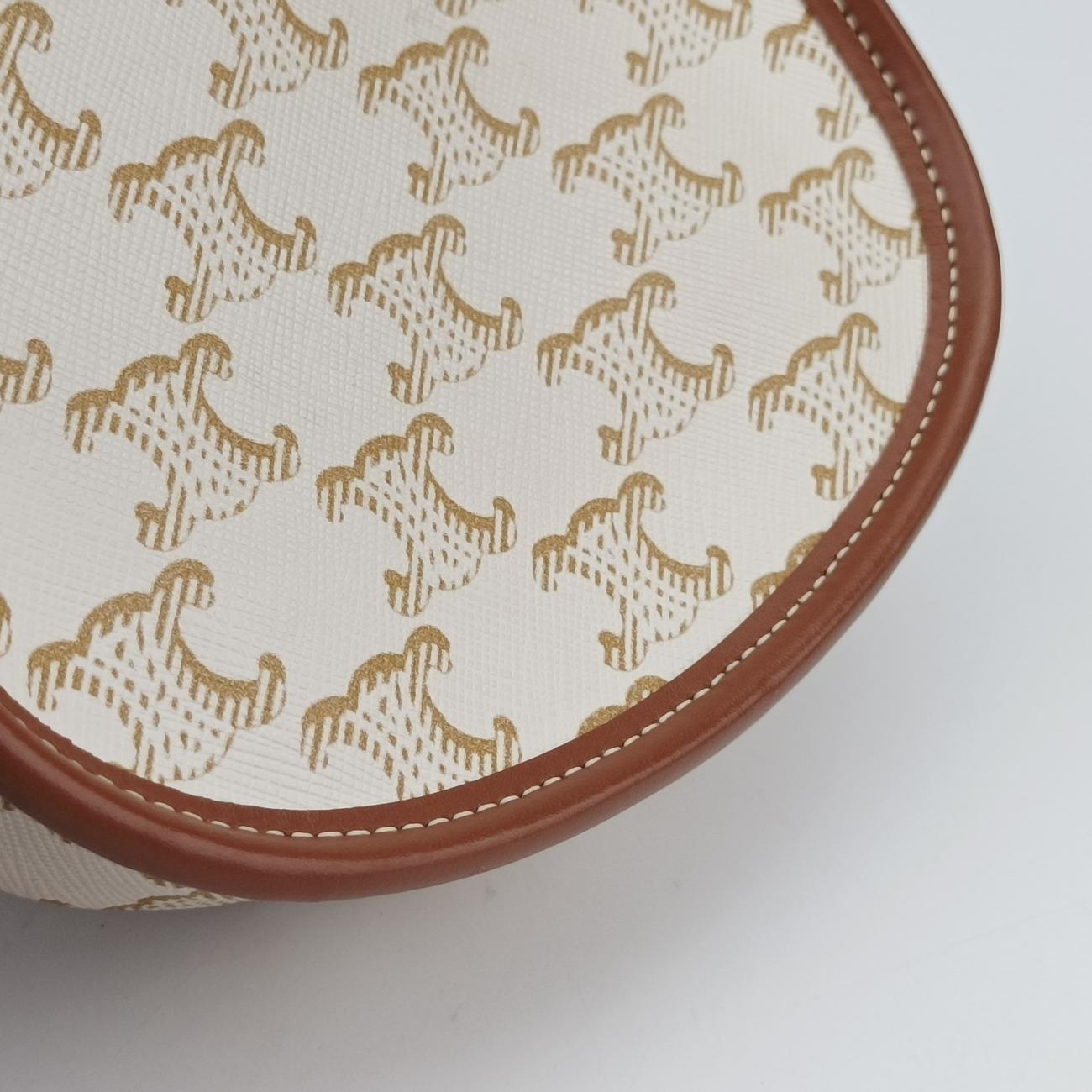 Triomphe Mini Besace White×brown PVC coated canvas  U-CU-5201ミニ ブザス トリオンフ ホワイト×ブラウン PVCコーティングキャンバス  U-CU-5201
