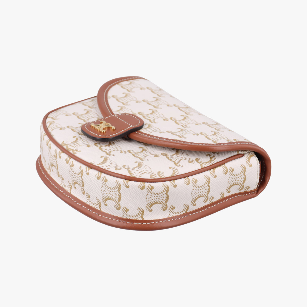 Triomphe Mini Besace White×brown PVC coated canvas  U-CU-5201ミニ ブザス トリオンフ ホワイト×ブラウン PVCコーティングキャンバス  U-CU-5201