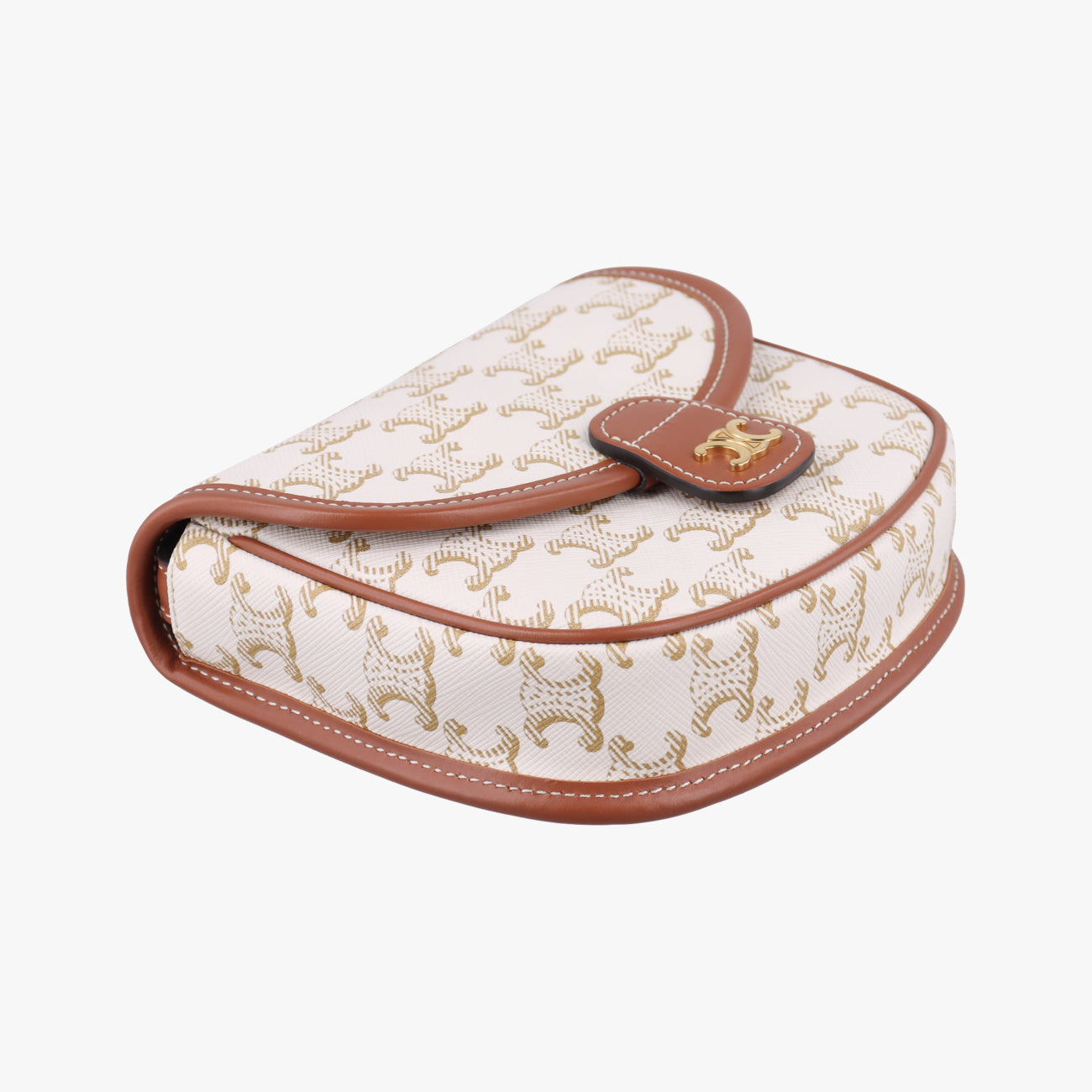Triomphe Mini Besace White×brown PVC coated canvas  U-CU-5201ミニ ブザス トリオンフ ホワイト×ブラウン PVCコーティングキャンバス  U-CU-5201
