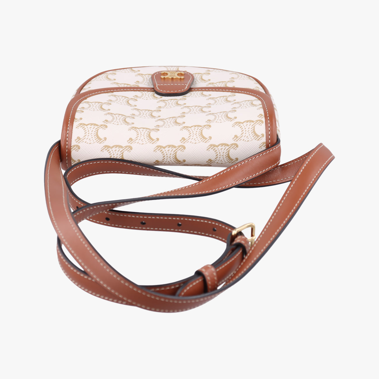Triomphe Mini Besace White×brown PVC coated canvas  U-CU-5201ミニ ブザス トリオンフ ホワイト×ブラウン PVCコーティングキャンバス  U-CU-5201
