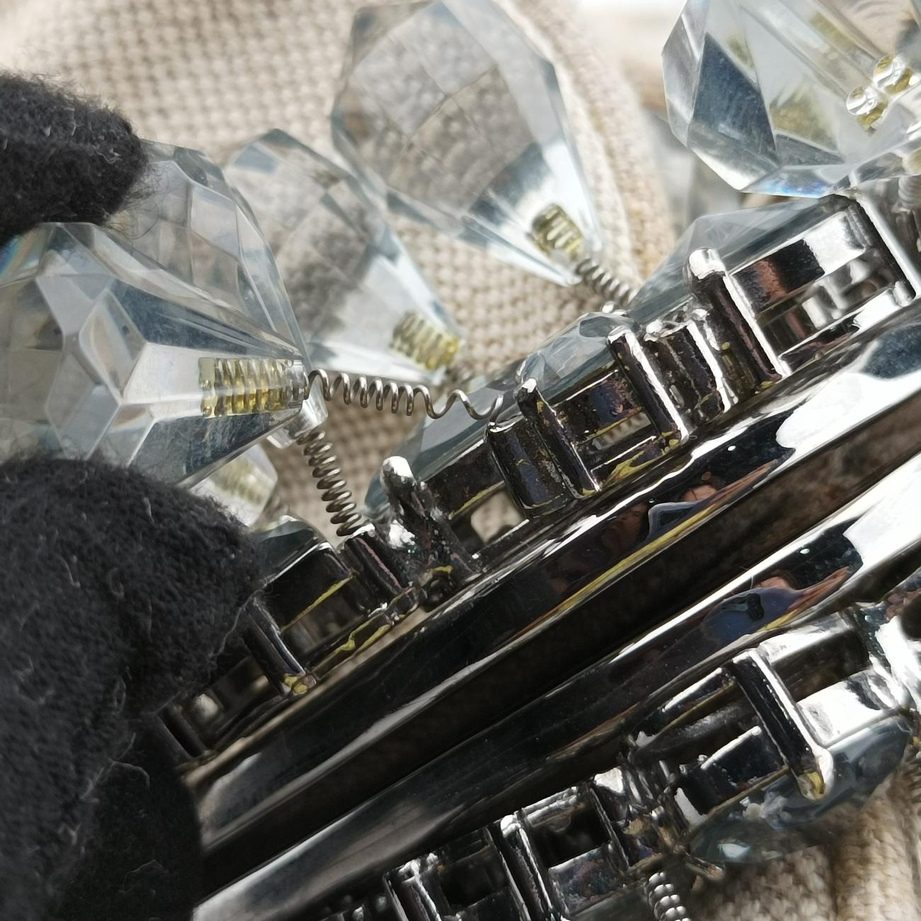 Mistolino Crystal Cluster FrameGreyLeather117ミストリーノクリスタルクラスターフレームグレーレザー117