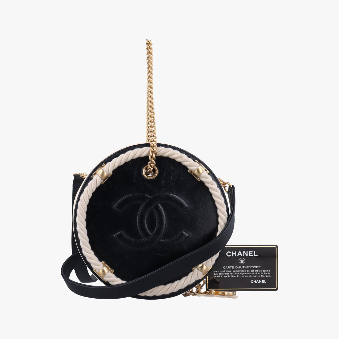 Small En Vogue RoundBlackLeatherAS007527137446スモール アン ヴォーグ ラウンドブラックレザーAS007527137446