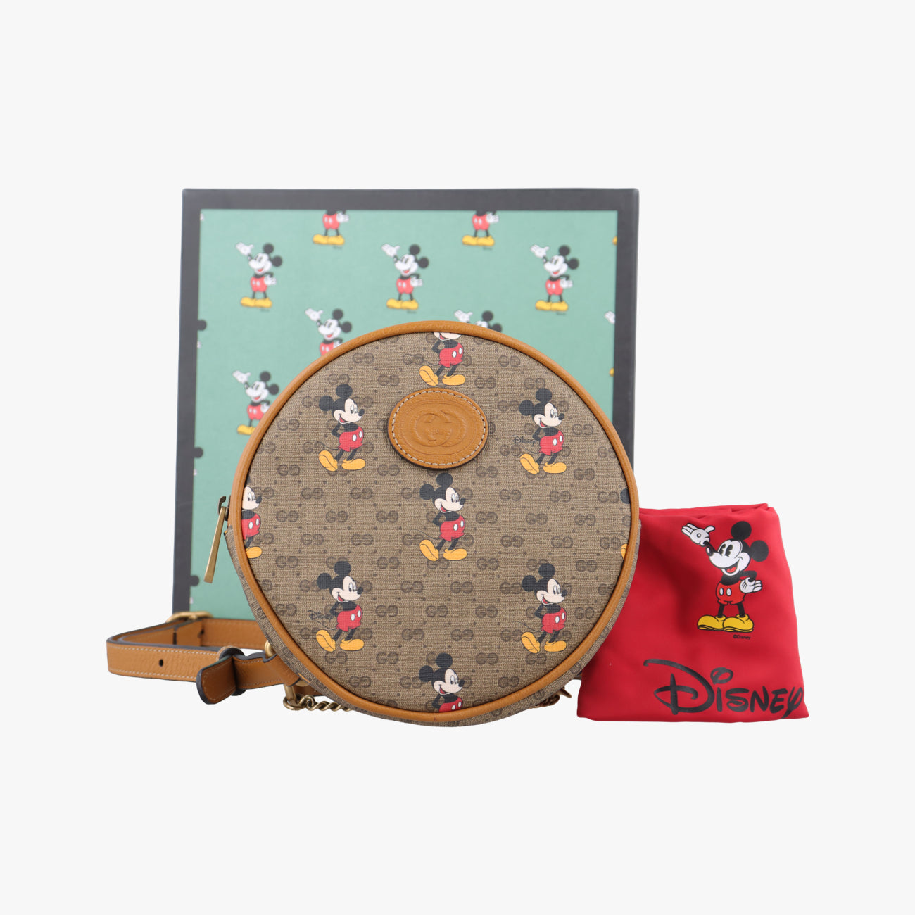 DISNEY Collaboration Mickey MouseBrown×multicolorPVC coated canvas603730ディズニーコラボ ミッキーマウスブラウン×マルチPVCコーティングキャンバス603730