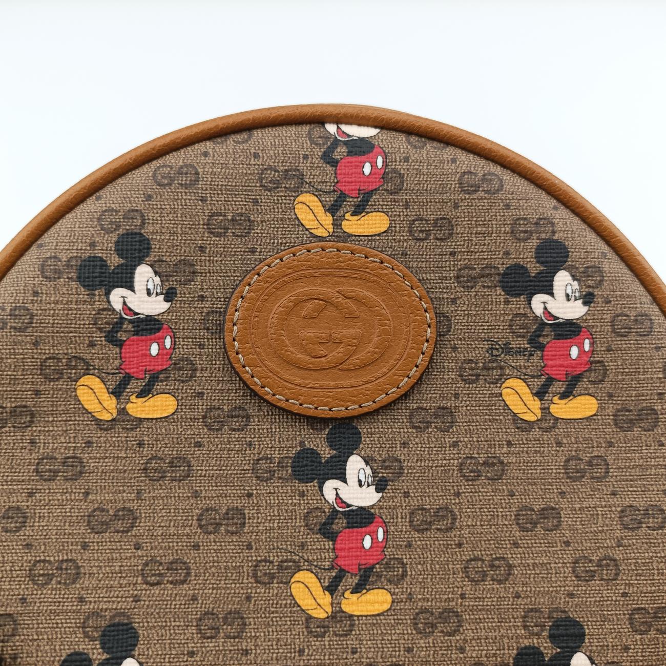 DISNEY Collaboration Mickey MouseBrown×multicolorPVC coated canvas603730ディズニーコラボ ミッキーマウスブラウン×マルチPVCコーティングキャンバス603730