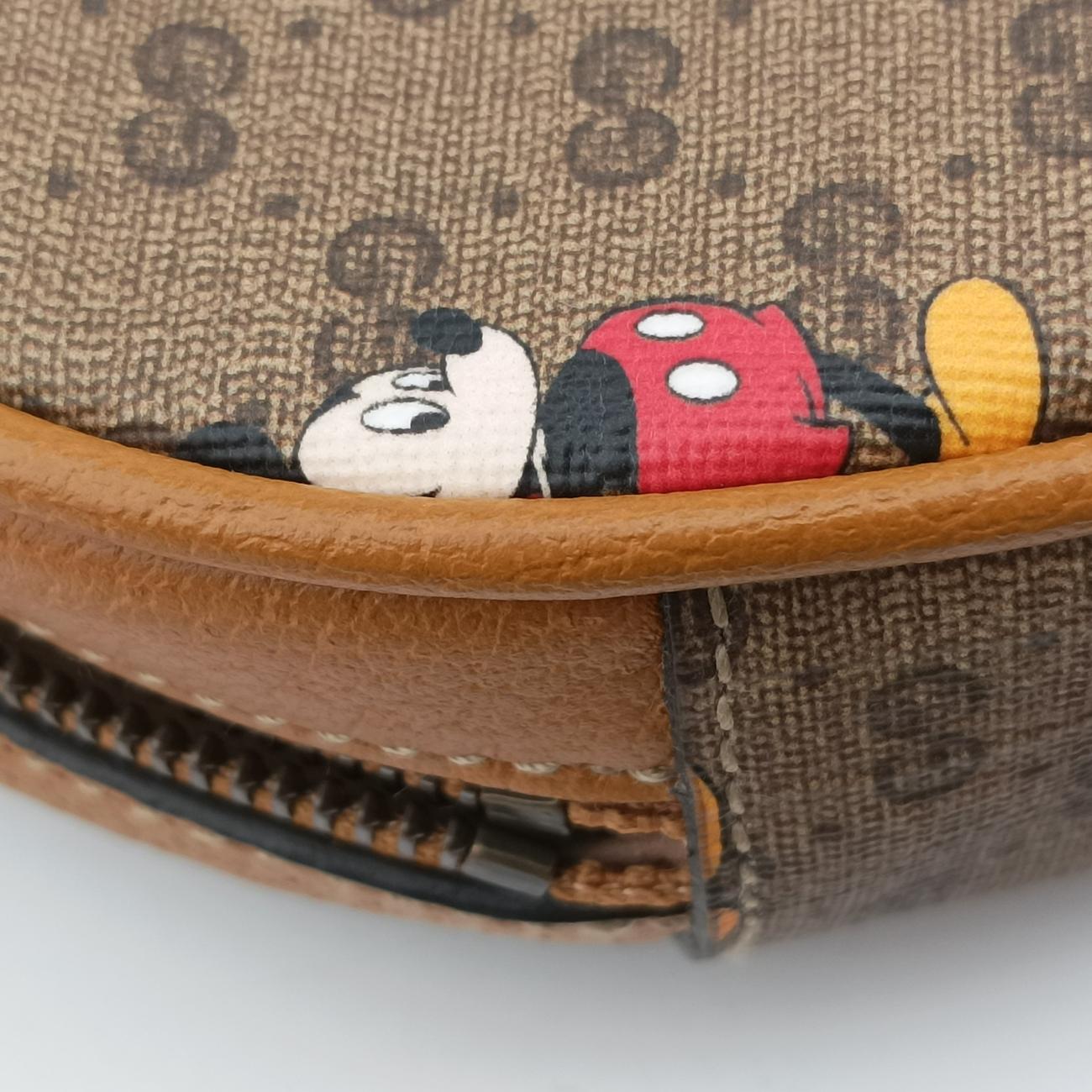 DISNEY Collaboration Mickey MouseBrown×multicolorPVC coated canvas603730ディズニーコラボ ミッキーマウスブラウン×マルチPVCコーティングキャンバス603730