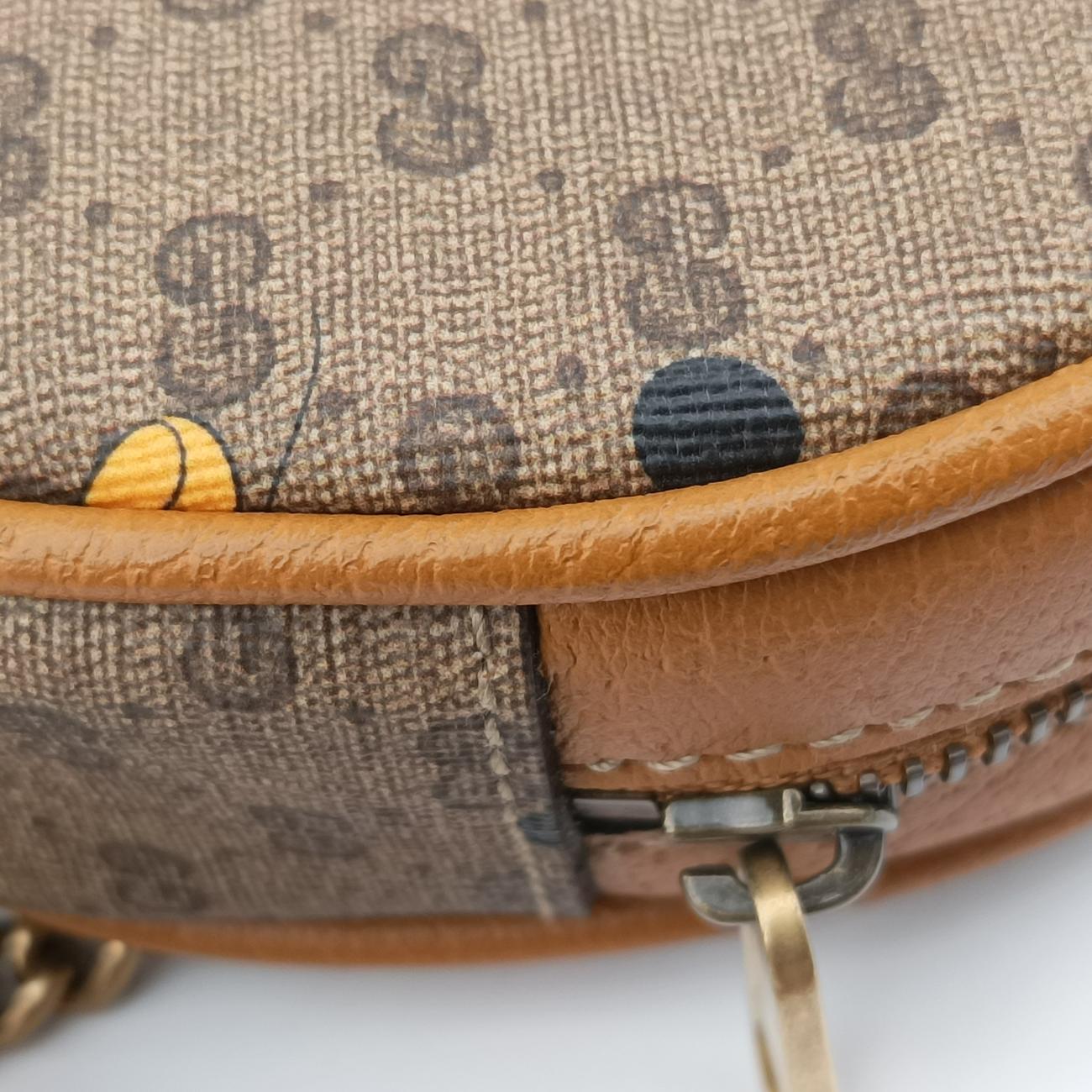 DISNEY Collaboration Mickey MouseBrown×multicolorPVC coated canvas603730ディズニーコラボ ミッキーマウスブラウン×マルチPVCコーティングキャンバス603730