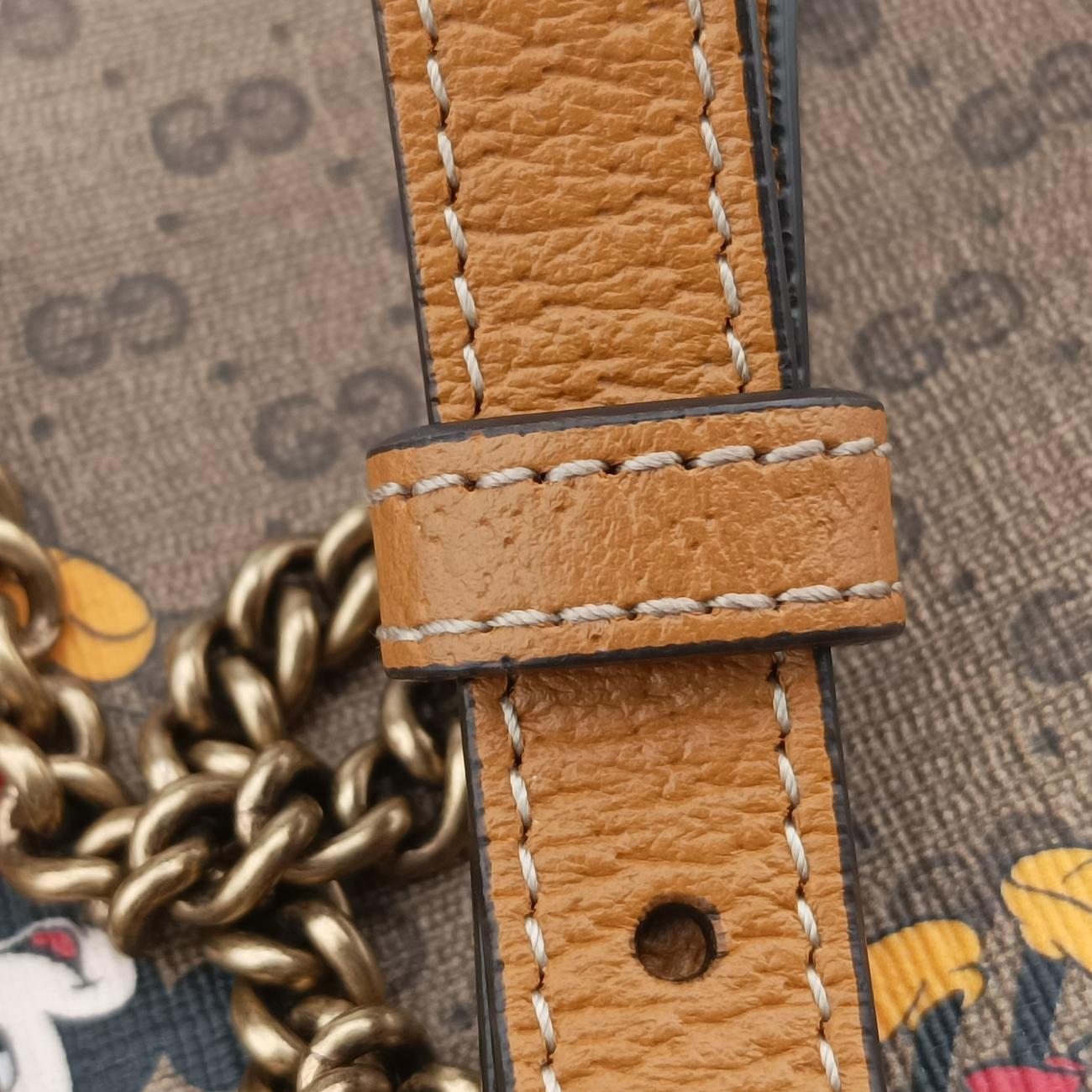 DISNEY Collaboration Mickey MouseBrown×multicolorPVC coated canvas603730ディズニーコラボ ミッキーマウスブラウン×マルチPVCコーティングキャンバス603730