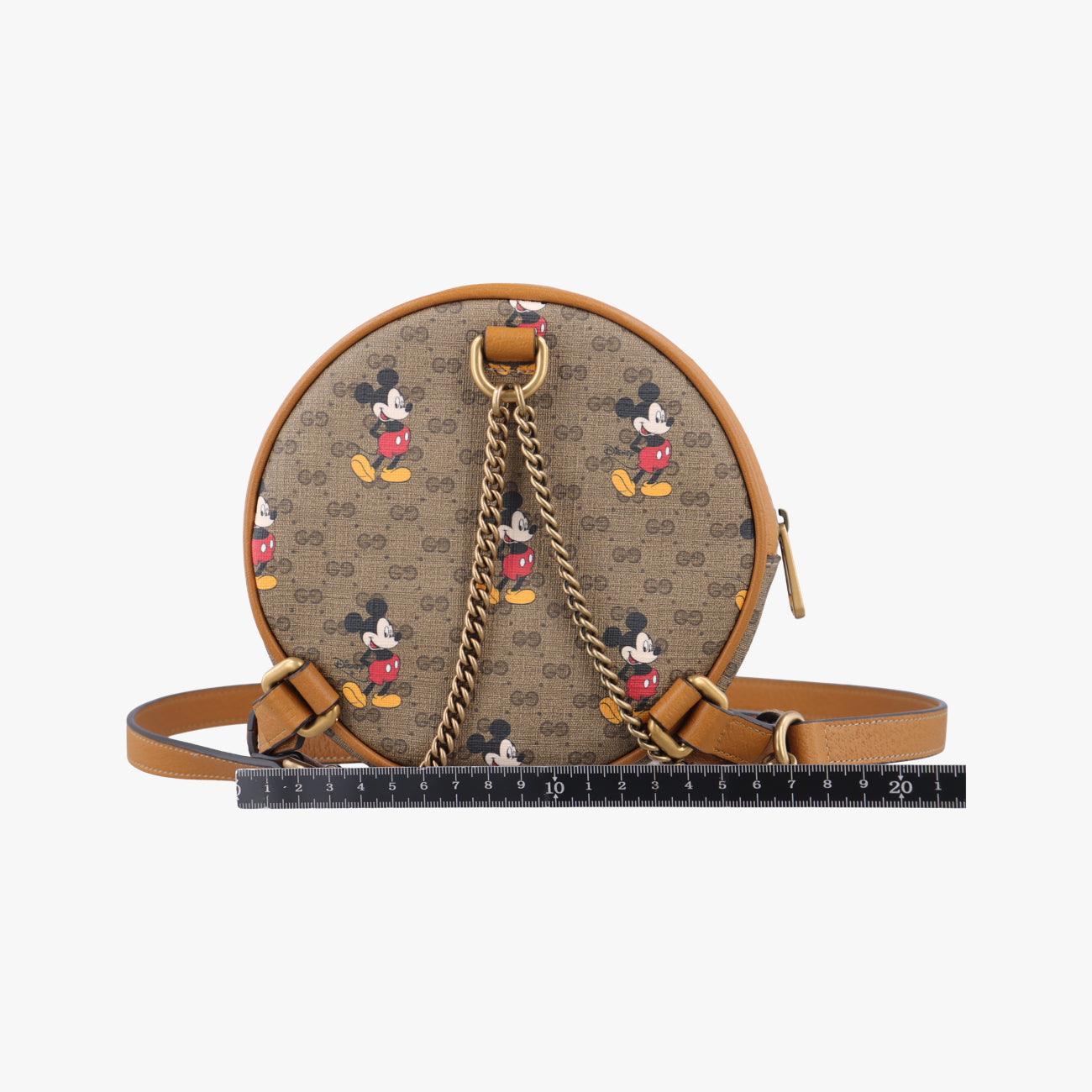 DISNEY Collaboration Mickey MouseBrown×multicolorPVC coated canvas603730ディズニーコラボ ミッキーマウスブラウン×マルチPVCコーティングキャンバス603730