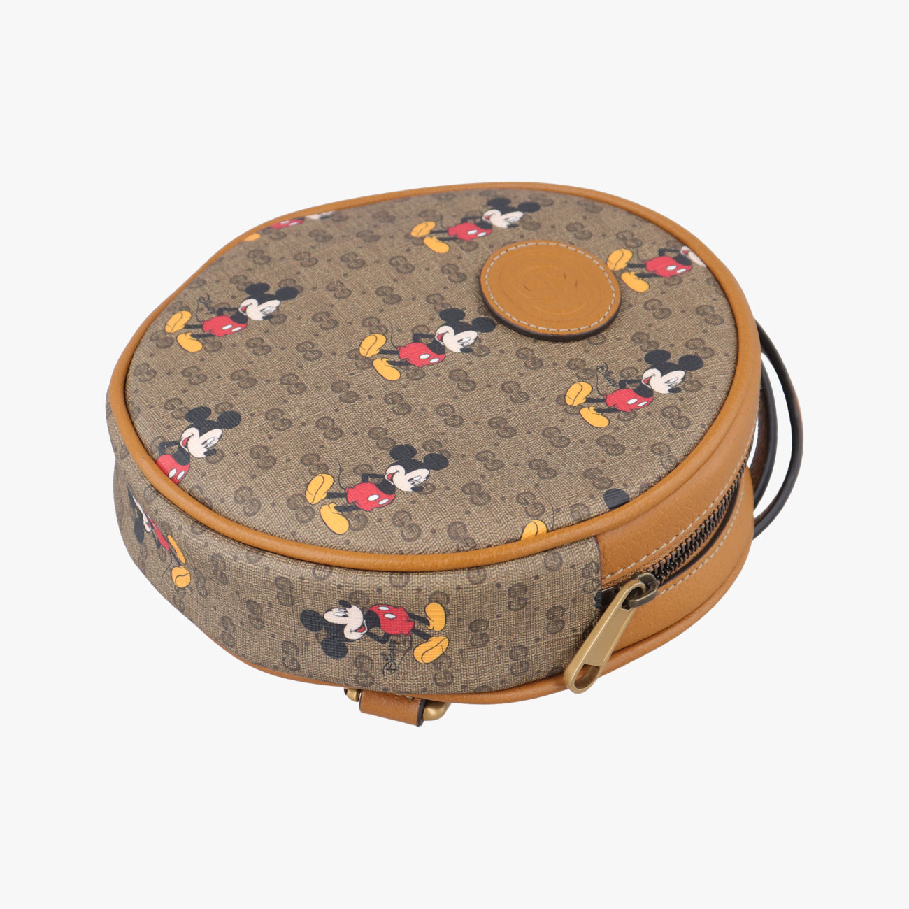 DISNEY Collaboration Mickey MouseBrown×multicolorPVC coated canvas603730ディズニーコラボ ミッキーマウスブラウン×マルチPVCコーティングキャンバス603730