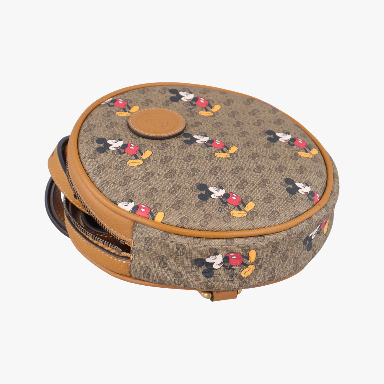 DISNEY Collaboration Mickey MouseBrown×multicolorPVC coated canvas603730ディズニーコラボ ミッキーマウスブラウン×マルチPVCコーティングキャンバス603730