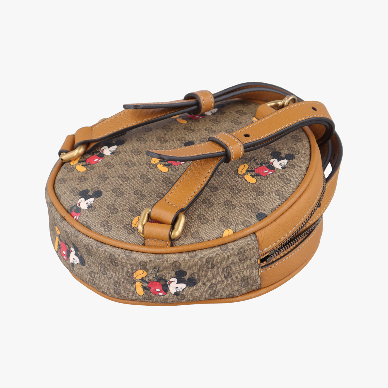DISNEY Collaboration Mickey MouseBrown×multicolorPVC coated canvas603730ディズニーコラボ ミッキーマウスブラウン×マルチPVCコーティングキャンバス603730