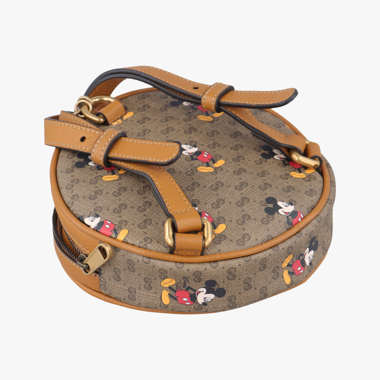 DISNEY Collaboration Mickey MouseBrown×multicolorPVC coated canvas603730ディズニーコラボ ミッキーマウスブラウン×マルチPVCコーティングキャンバス603730