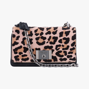 Leopard printkhakiponyhair×nylon1BD009117 Gレオパード柄カーキハラコ×ナイロン1BD009117 G