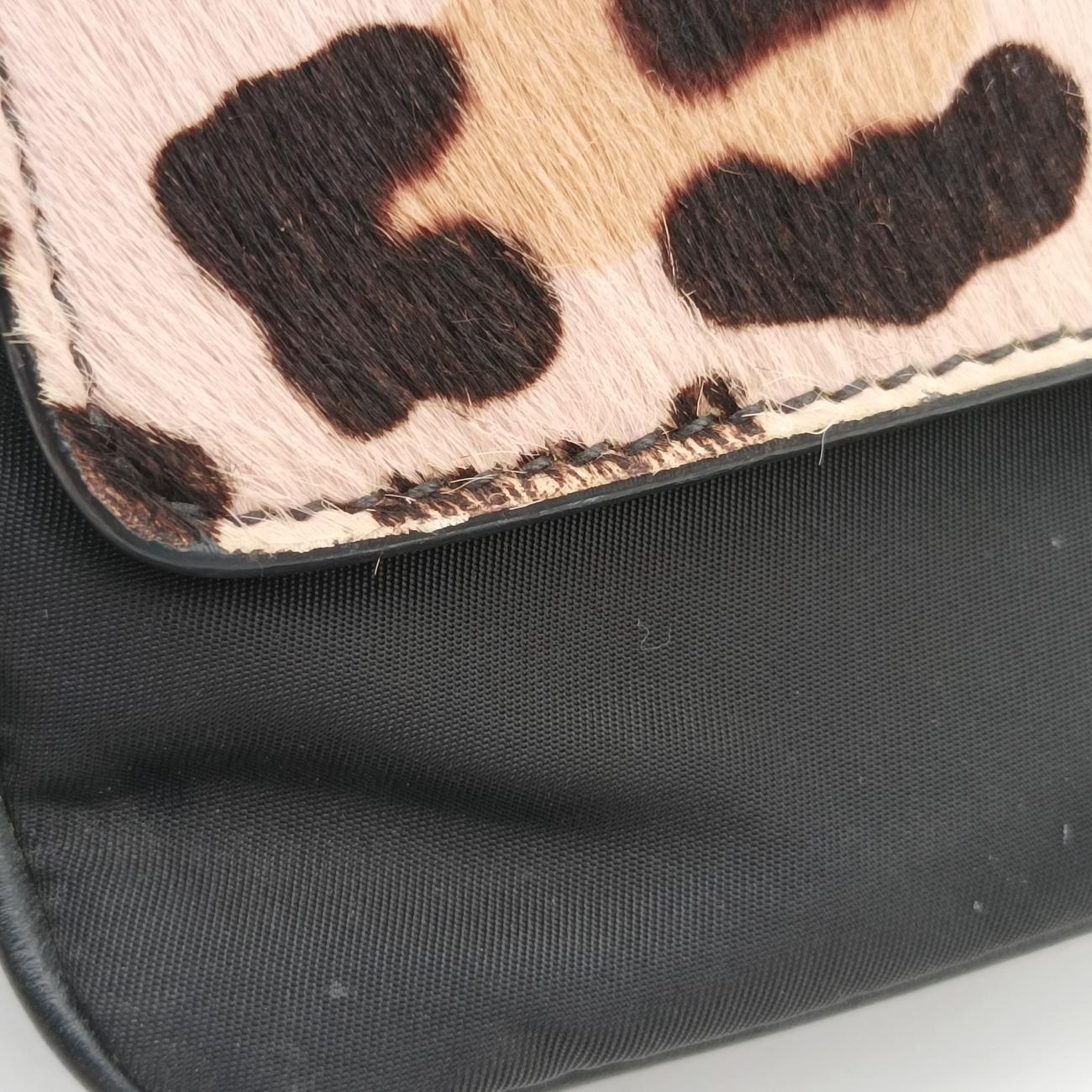 Leopard printkhakiponyhair×nylon1BD009117 Gレオパード柄カーキハラコ×ナイロン1BD009117 G