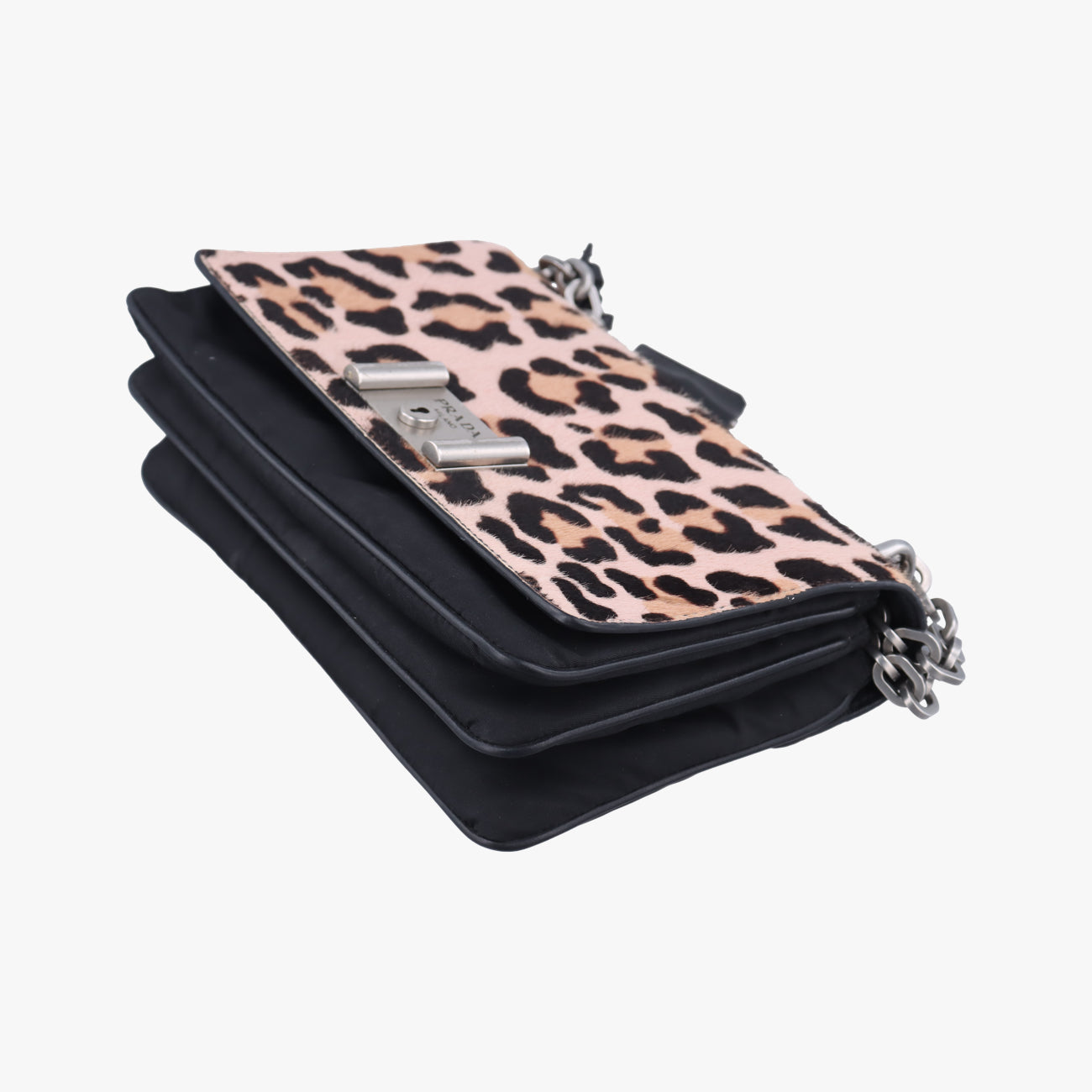 Leopard printkhakiponyhair×nylon1BD009117 Gレオパード柄カーキハラコ×ナイロン1BD009117 G