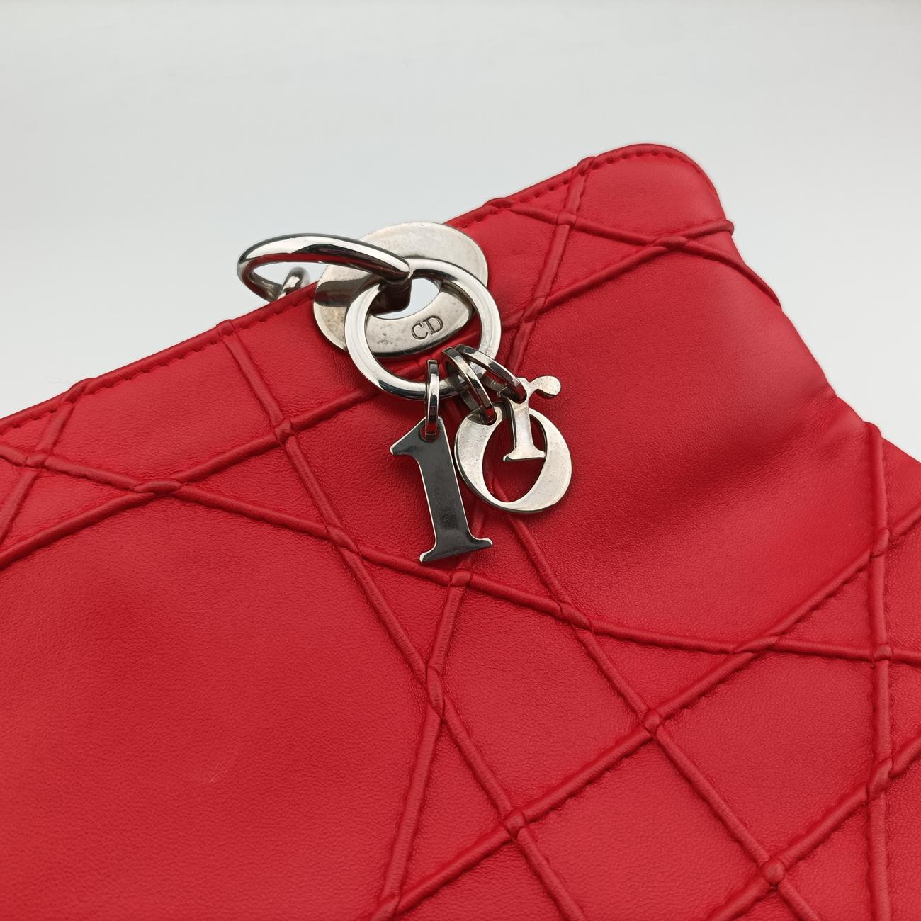 Lady Dior Cannage SoftRedLeather17-BO-0194レディディオール カナージュ ソフトレッドレザー17-BO-0194
