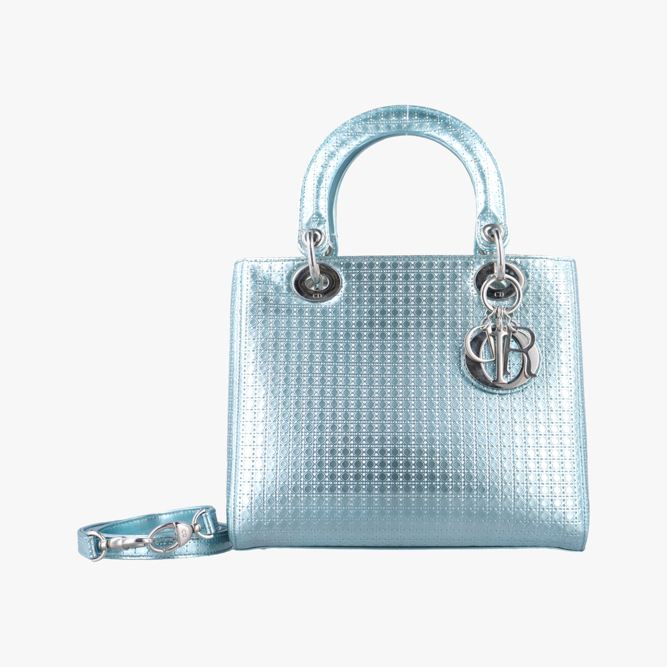 Lady DiorSilverPatent Leather12-BO-1125レディディオールシルバーパテント12-BO-1125