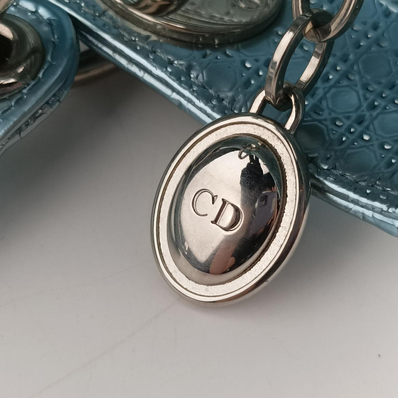 Lady DiorSilverPatent Leather12-BO-1125レディディオールシルバーパテント12-BO-1125