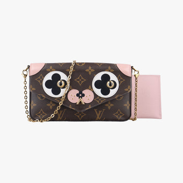 Pochette Felicie Valentine Dogbrown×pinkMonogram CanvasM67248TJ0158ポシェット・フェリシー2018SSモノグラム/ブラウン系×ピンクモノグラムキャンバスM67248TJ0158