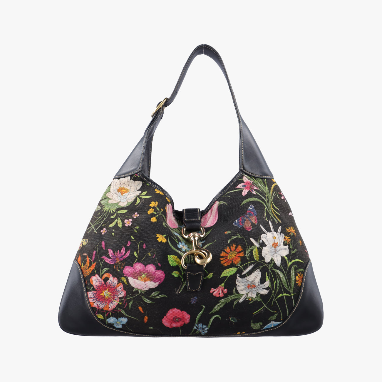 Jackie O Hobo Bouvier FloralBlackfabric153029フローラ ジャッキー オ ホーボーブラックファブリック153029