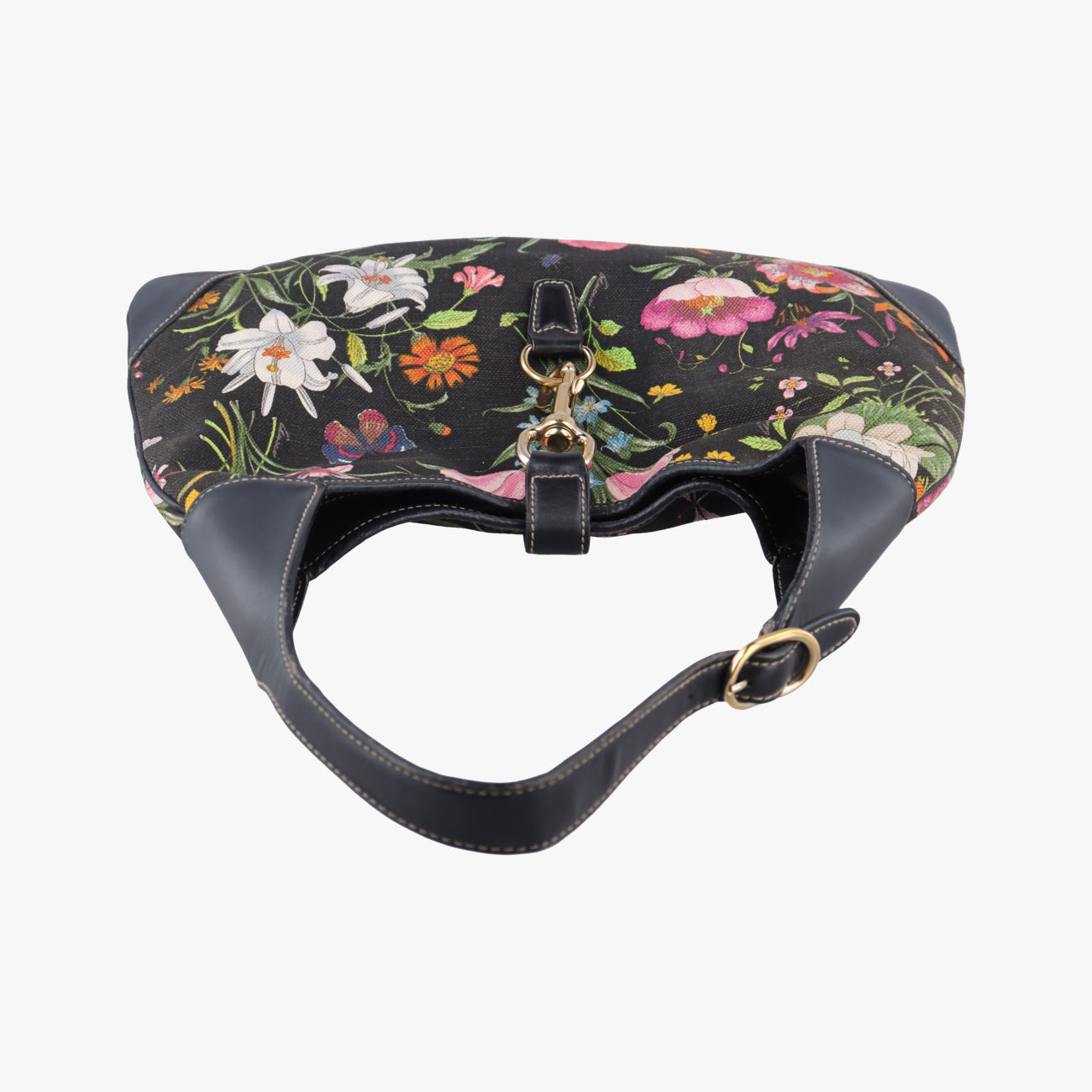 Jackie O Hobo Bouvier FloralBlackfabric153029フローラ ジャッキー オ ホーボーブラックファブリック153029