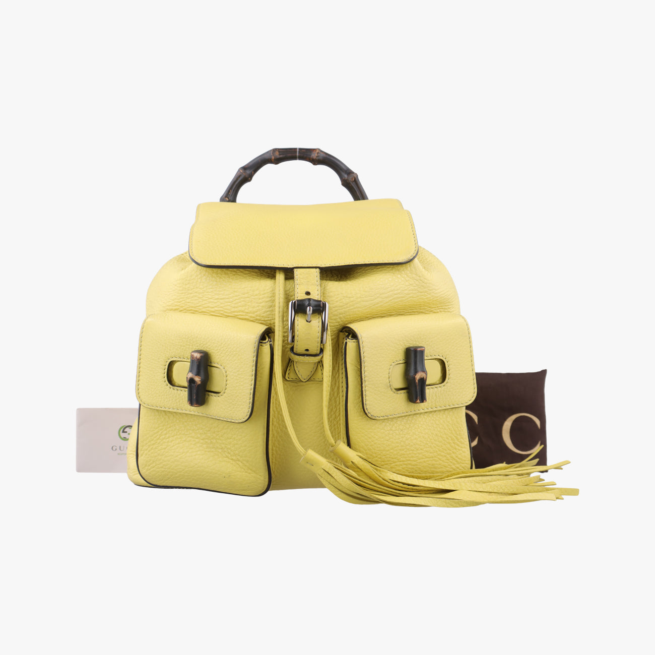 Bamboo fringe tasselYellowLeather370833F017857802バンブーイエローレザー370833F017857802