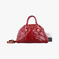 Quilted Dome SatchelRedPatent117キルティングドームレッドパテント117