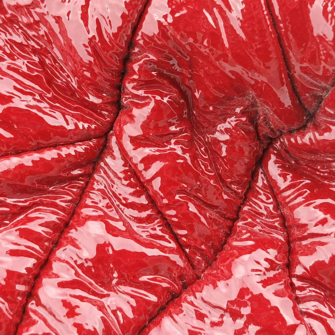 Quilted Dome SatchelRedPatent117キルティングドームレッドパテント117