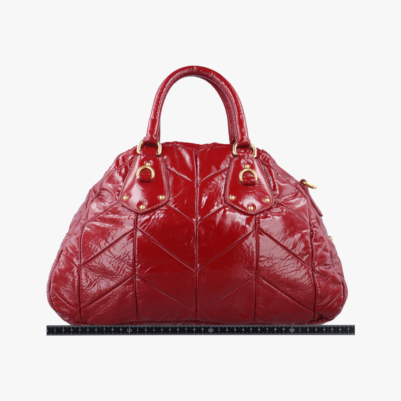 Quilted Dome SatchelRedPatent117キルティングドームレッドパテント117