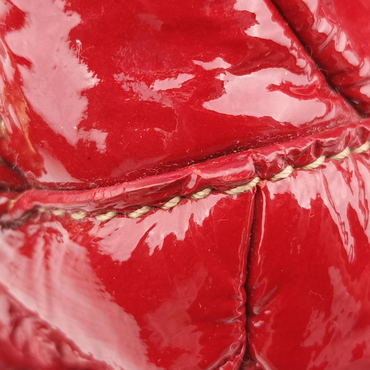 Quilted Dome SatchelRedPatent117キルティングドームレッドパテント117
