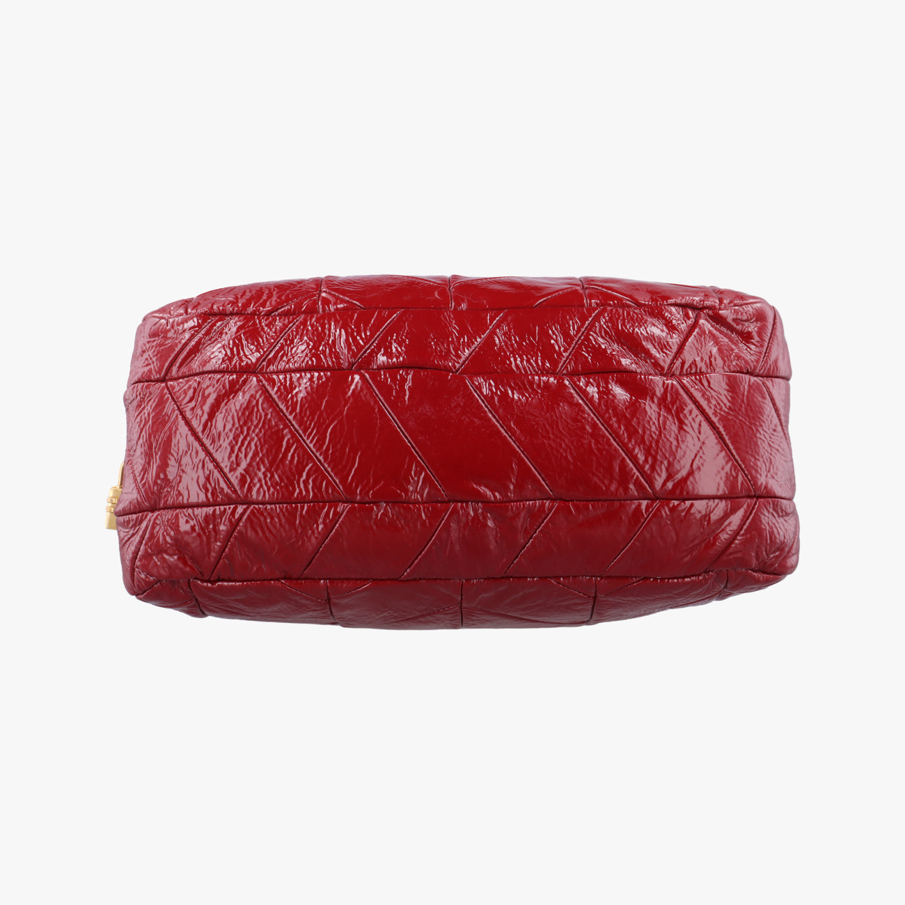 Quilted Dome SatchelRedPatent117キルティングドームレッドパテント117