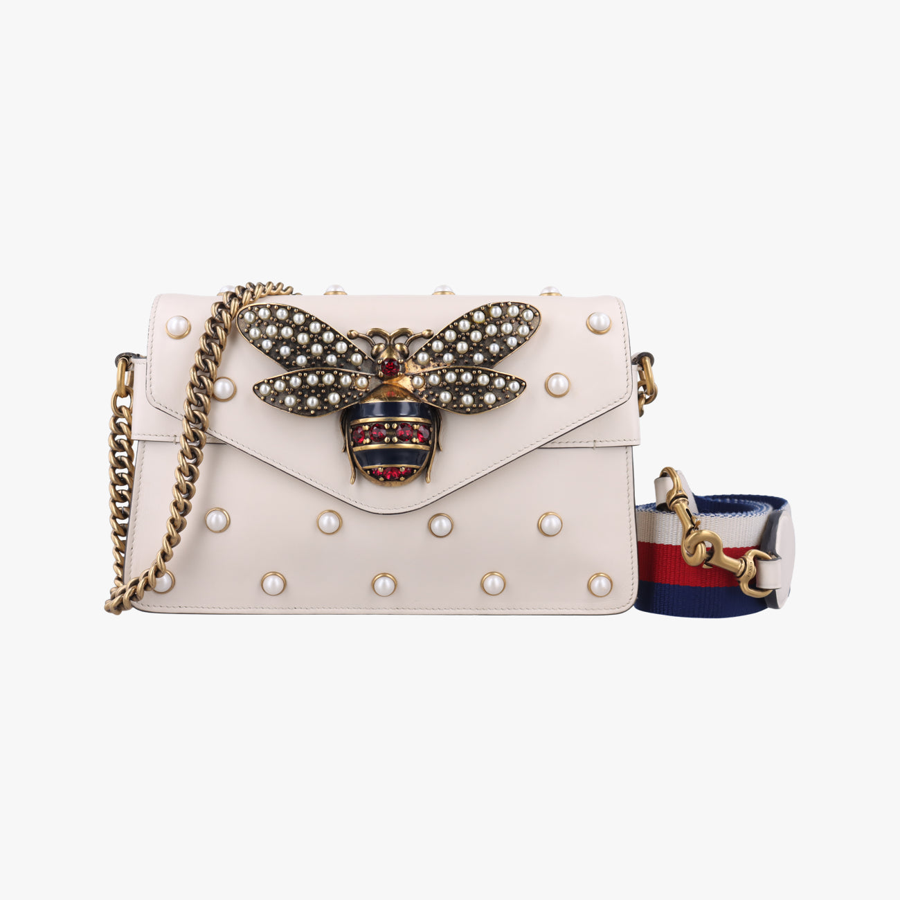 Broadway Pearl BeeWhiteLeather453778I023286789ブロードウェイ パール ビーホワイトレザー453778I023286789