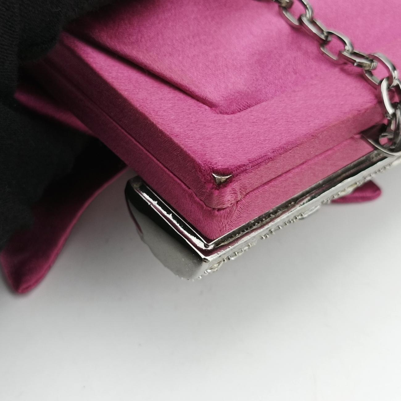 Satchel Bow Frame Chain ClutchPurpleSilkBU 4WB 240RS02サッチェル ボウフレーム チェーン クラッチパープルシルクBU 4WB 240RS02