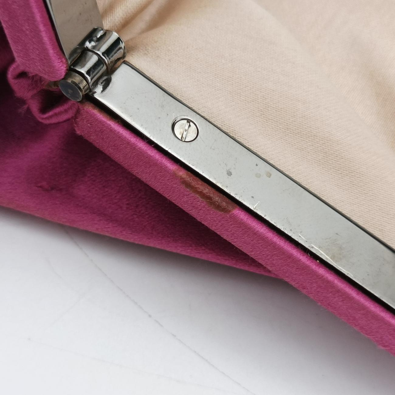 Satchel Bow Frame Chain ClutchPurpleSilkBU 4WB 240RS02サッチェル ボウフレーム チェーン クラッチパープルシルクBU 4WB 240RS02