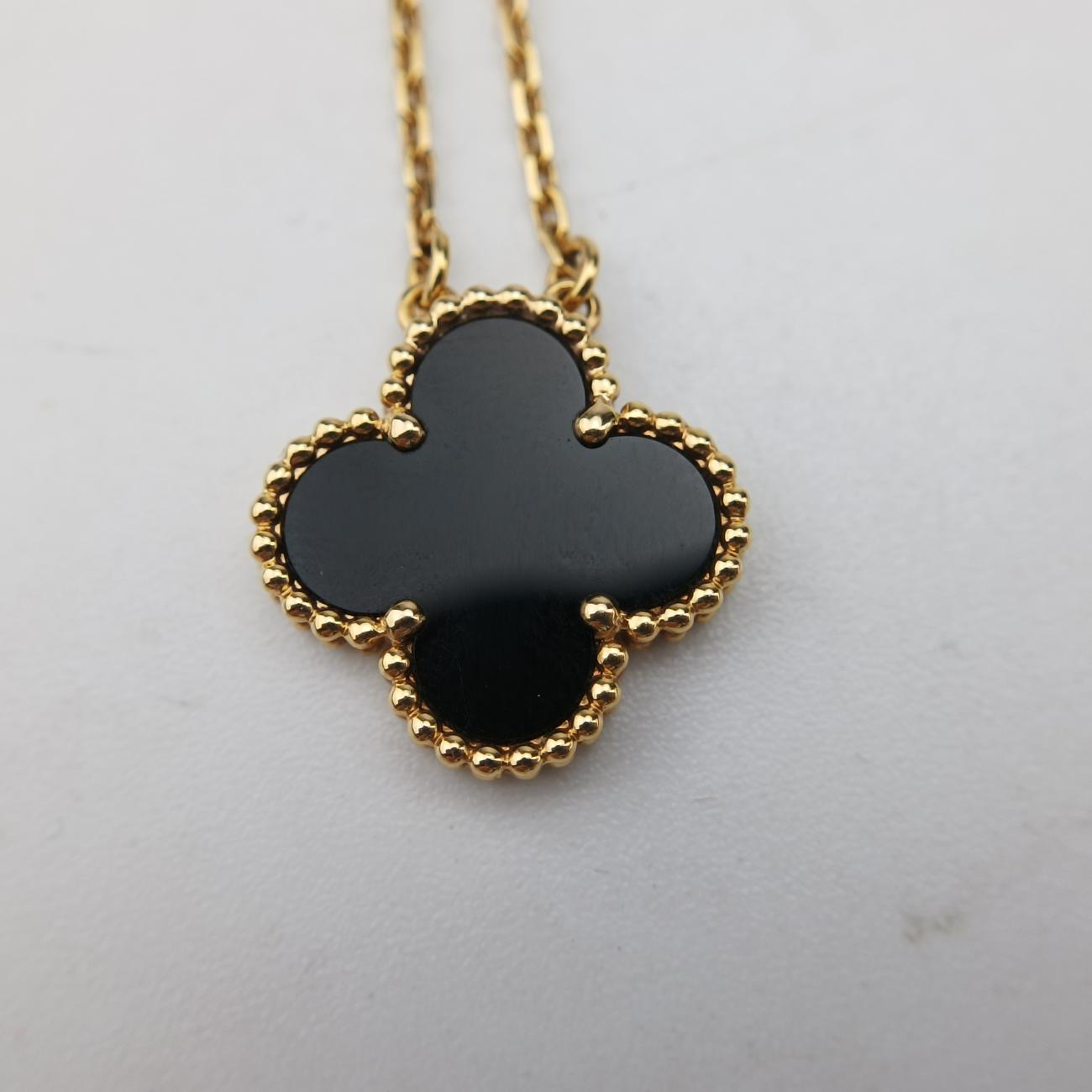Vintage Alhambra onyxGoldenAU750ARA45800JE090537ヴィンテージ アルハンブラ オニキスゴールドAU750ARA45800JE090537