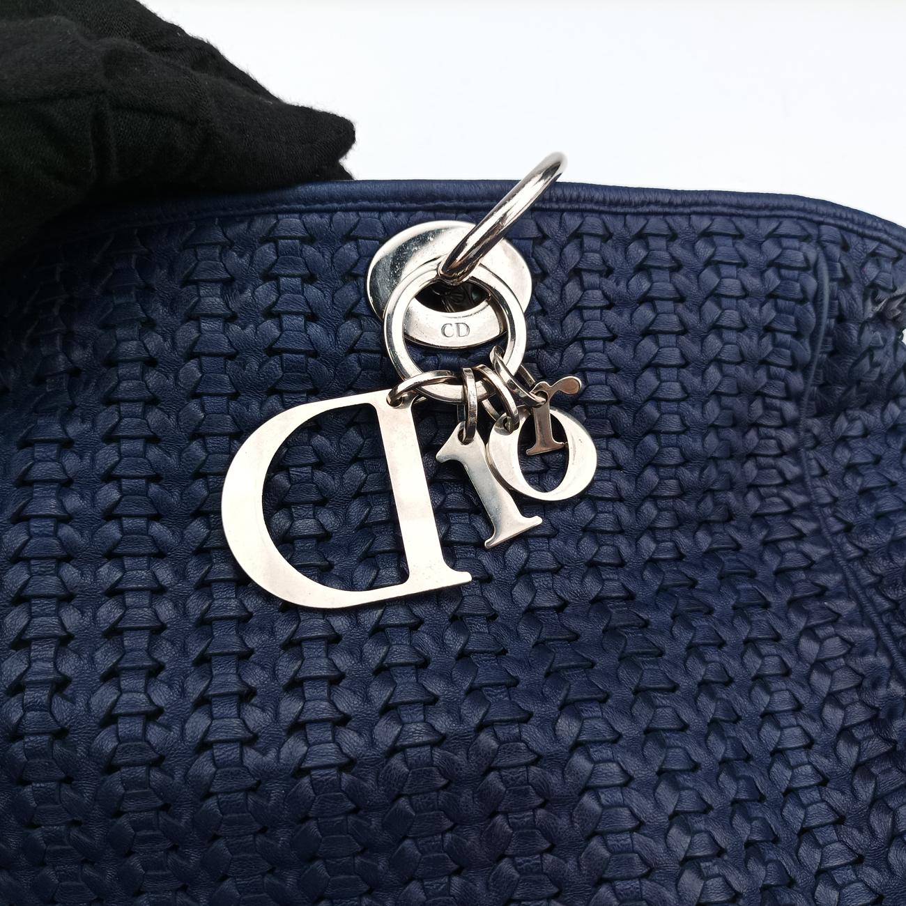 Soft Lady Dior Canage INTRECCIATO ToteBluelambskin26-MA-0098ソフト レディディオール カナージュ イントレチャート トートブルーラムスキン26-MA-0098
