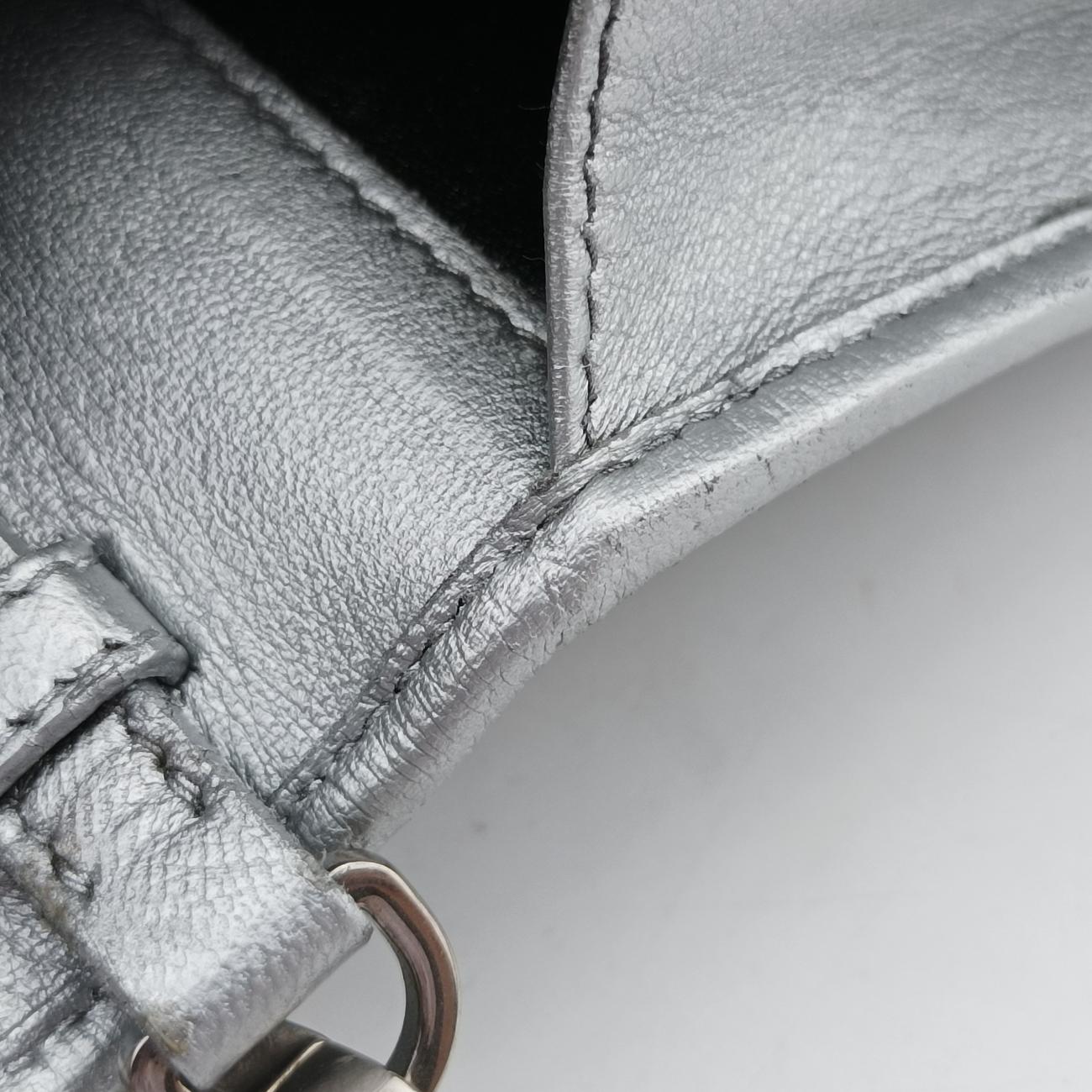 Metallic Nappa Stitching Diagramme ChainSilverlambskin62 Dメタリックナッパステッチダイアグラムチェーンシルバーラムスキン62 D