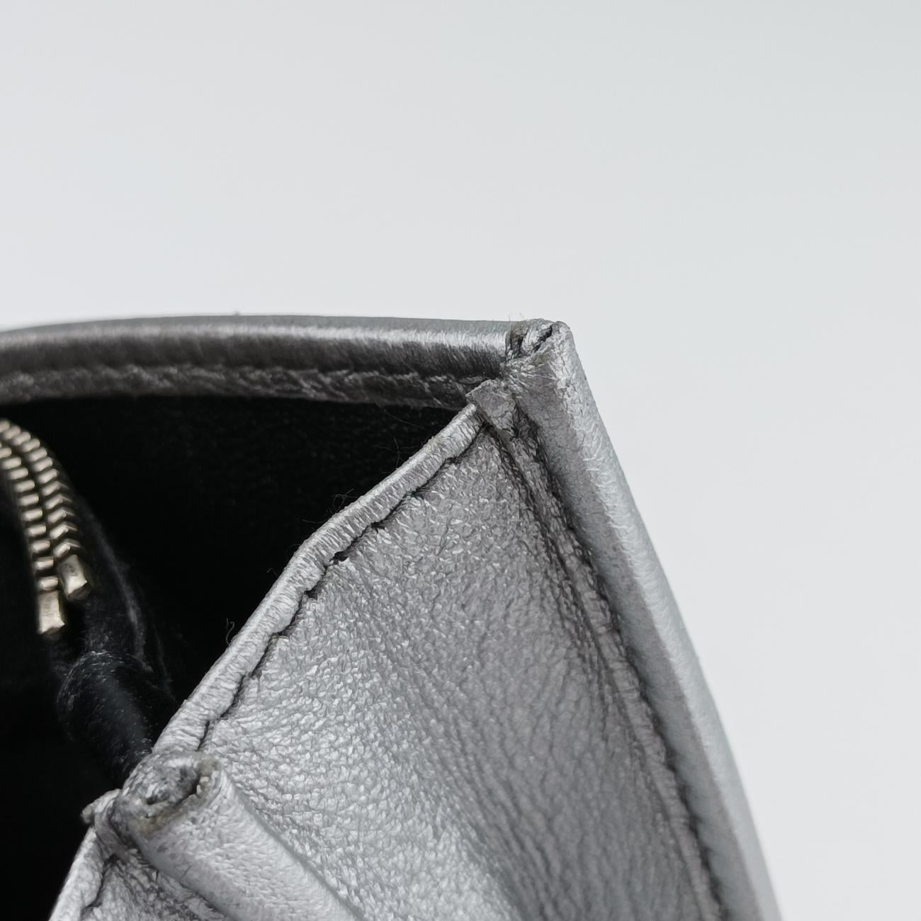 Metallic Nappa Stitching Diagramme ChainSilverlambskin62 Dメタリックナッパステッチダイアグラムチェーンシルバーラムスキン62 D
