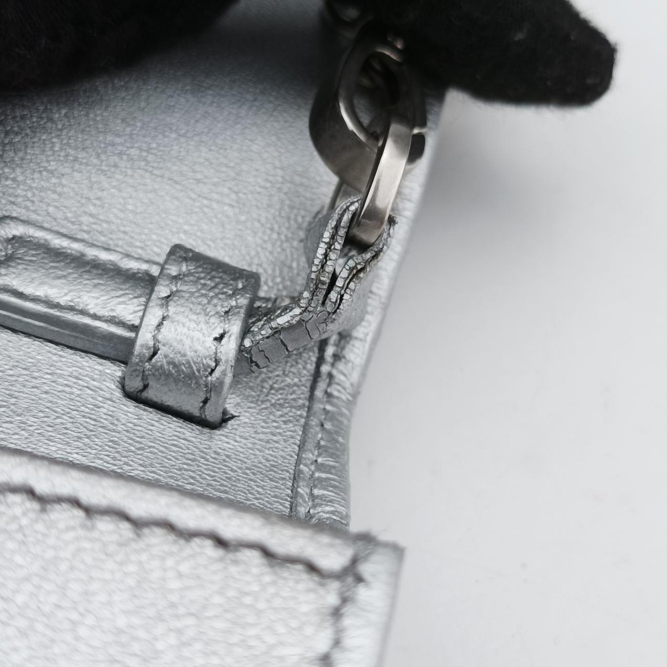 Metallic Nappa Stitching Diagramme ChainSilverlambskin62 Dメタリックナッパステッチダイアグラムチェーンシルバーラムスキン62 D