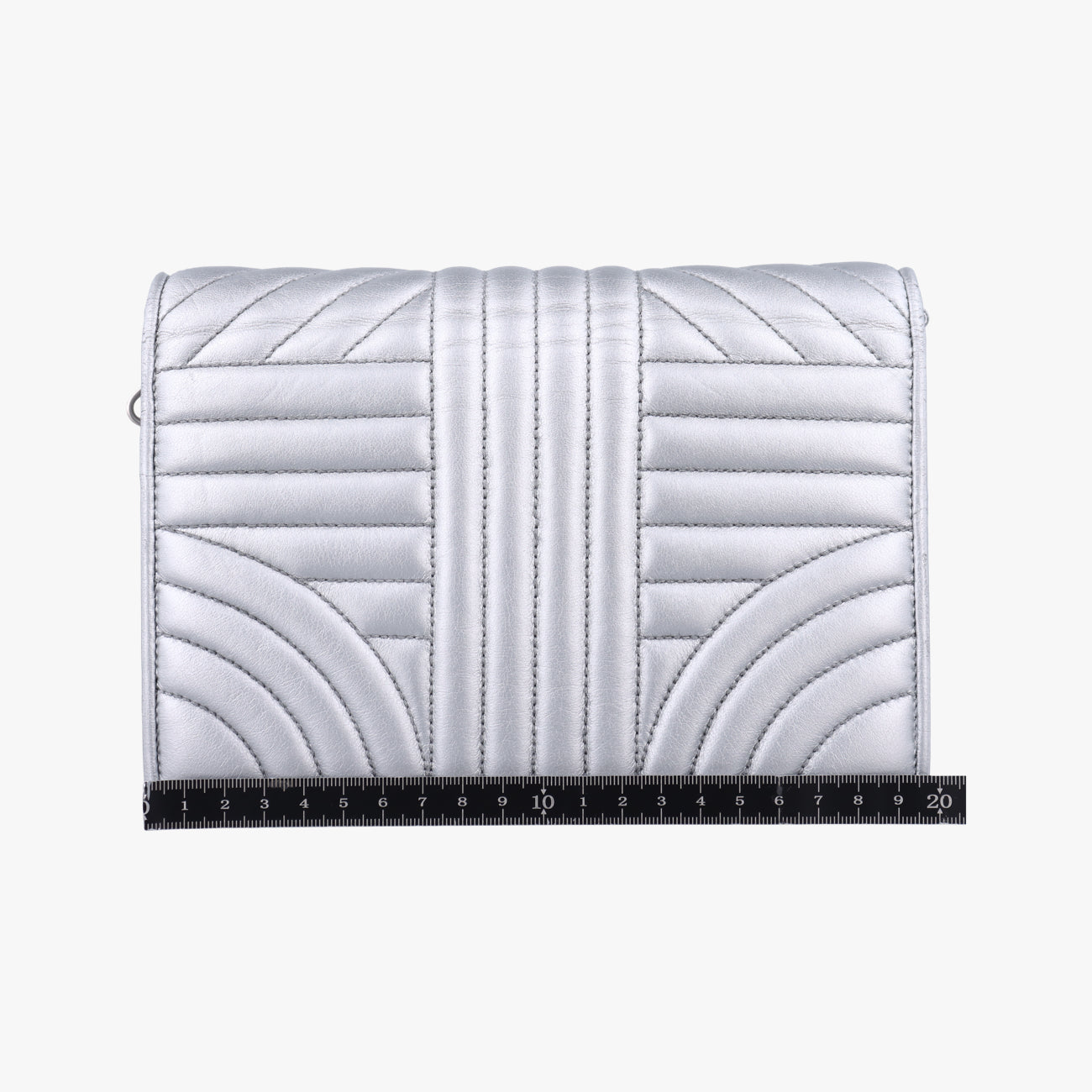 Metallic Nappa Stitching Diagramme ChainSilverlambskin62 Dメタリックナッパステッチダイアグラムチェーンシルバーラムスキン62 D