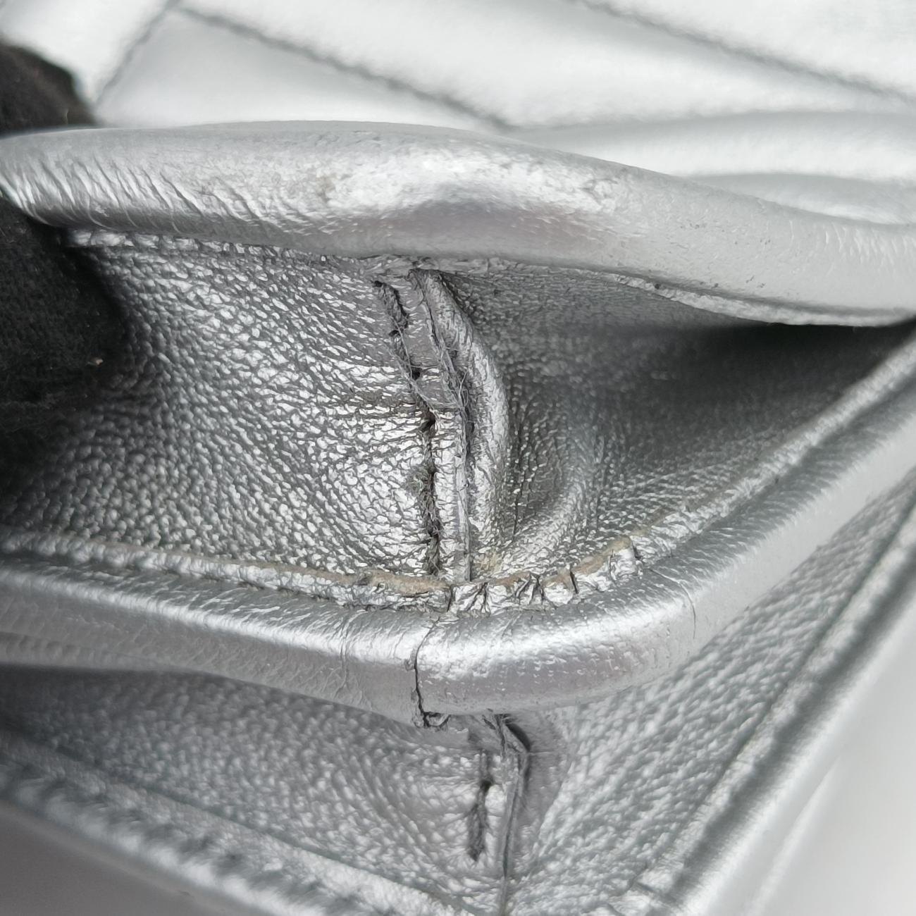 Metallic Nappa Stitching Diagramme ChainSilverlambskin62 Dメタリックナッパステッチダイアグラムチェーンシルバーラムスキン62 D