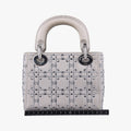 Satin Crystal Cannage Mini Lady DiorSilversatin11-MA-0179サテンクリスタル カナージュ ミニ レディ ディオールシルバーサテン11-MA-0179